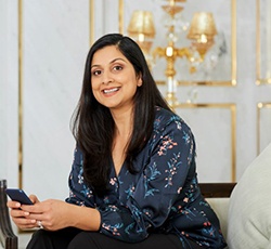 Lady smiles in fancy office