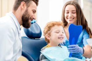 Happy child at pediatric dentist in Dix Hills